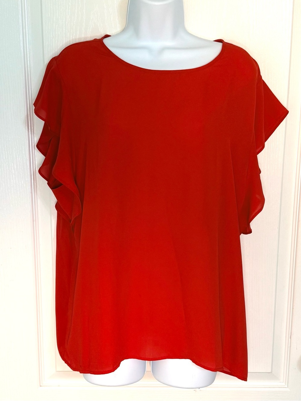 Ann Taylor Factory Red Ruffle Sleeve Women’s Top size XL